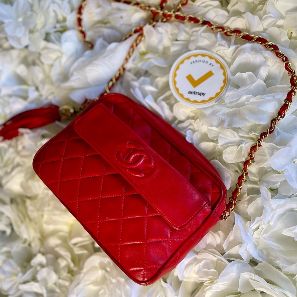Chanel Red Quilted Leather Crossbody Bag - Picture 1 of 7